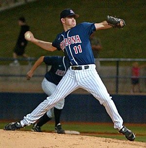 UA ace Preston Guilmet pitches at Sancet Stadium. The Arizona baseball team earned a top seed in its regional, but will travel to Ann Arbor, Mich., to play.