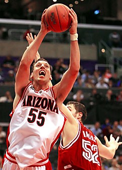 Arizonas Ivan Radenovic shoots over Stanfords Matt Haryasz during the second half of Arizonas second-round Pac-10 Tournament game against Stanford on March 9 at the Staples Center in Los Angeles. Radenovic will be one of Arizonas senior leaders next season.