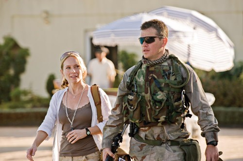 Journalist Lawrie Dayne (Amy Ryan, left) questions Chief Warrant Officer Roy Miller (Matt Damon) in thriller, "Green Zone." (Jasin Boland/Courtesy Universal Pictures/MCT)