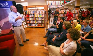 Michael Gates Gill, author of the national best selling book, How Starbucks Saved My Life, tells of the trials and inspirations that molded the idea for the book during a signing event in the UA Bookstore yesterday afternoon.
