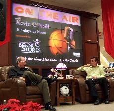UA interim head coach Kevin ONeill, left, talks with The Voice of the Wildcats Brian Jefferies during a radio show Tuesday afternoon in the UA BookStore at the Student Union Memorial Center. ONeill will take over as the head coach of the Wildcats when Lute Olson retires.
