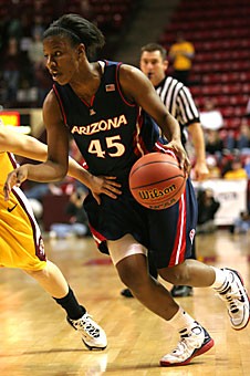 UA redshirt senior guard Joy Hollingsworth drives to the hoop during Arizonas 89-62 loss at No. 10 ASU Dec. 22. Hollingsworth and fellow senior guard Linda Pace will be honored as part of Senior Day ceremonies after the Wildcats play ASU Saturday at 2 p.m. in McKale Center.
