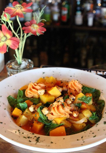 The Winter Squash Stew is a new seasonal dish at Feast, on 3719 E Speedway Blvd., featuring candied hazelnuts, spinach and sweet potatoes. Feast also features a seasonal Warm Autumn Vegetable Salad with roasted cauliflower, toasted pumpkin seeds and Buttercup squash.