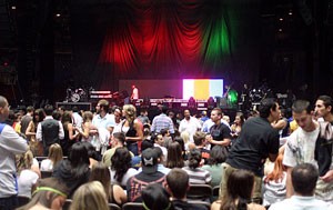 Students fill the McKale Center during the set-up of the recent Kanye West concert Thursday, April 24.
