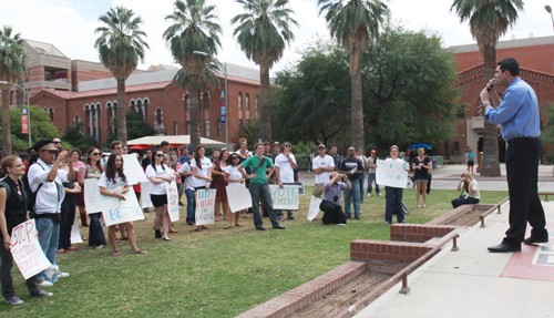 Erich Healy/ Arizona Daily Wildcat

Rodney Glassman speaks at a rally held on the UA Mall October 4th.
