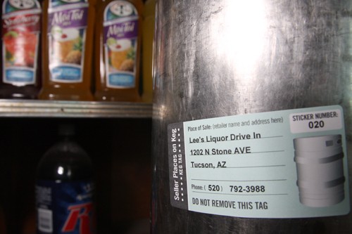 Gordon BAtes / Arizona Daily Wildcat
In an effort to reduce underage drinking, some merchants in Tucson, including Lees Liquor, are implementing a keg tagging program. As of mid April, to obtain a keg, one must provide information about their identity, which can then be used by law enforcement to locate the individual in the event that the keg is involved in underaged drinking.