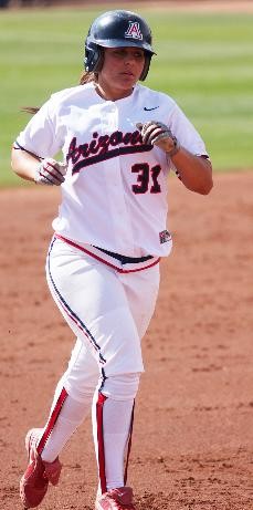 UA infielder Jenae Leles rounds the bases during a 6-1 win over Utah at Hillenbrand Stadium on Sunday. Leles was drafted sixth overall by the National Pro Fastpitch Rockford Thunder last week.