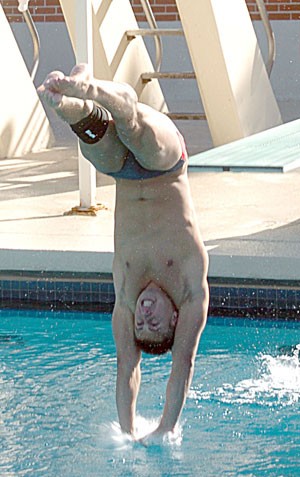 Arizona senior diver Matt Bisordi plunges into the pool during a meet against Texas on Jan. 19 at Hillenbrand Aquatic Center. The mens and womens dive teams are in Oklahoma City to attempt to qualify for the NCAA Championships later this month.