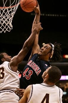 UA forward Jordan Hill goes up for a floater in Thrusdays loss to ASU in Staples Center in Los Angeles. The Wildcats were bounced from the first round of the Pac-10 Tournament.