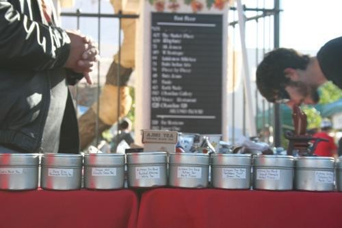 A collection of teas available for sale from Ausperitea at the St. Phillip?s Plaza Farmers Market. Joe Hess began his loose-leaf tea business four years ago after attending a business workshop in Las Vegas.
