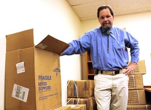 Rodney Haas / Arizona Daily Wildcat

UMC orthopedic surgeon Dr. Joseph Shepherd came back Feb. 6 from a 10 day trip to Haiti to help tend victims of the earthquake. He stands next to medical supplies he plans to send to the country.