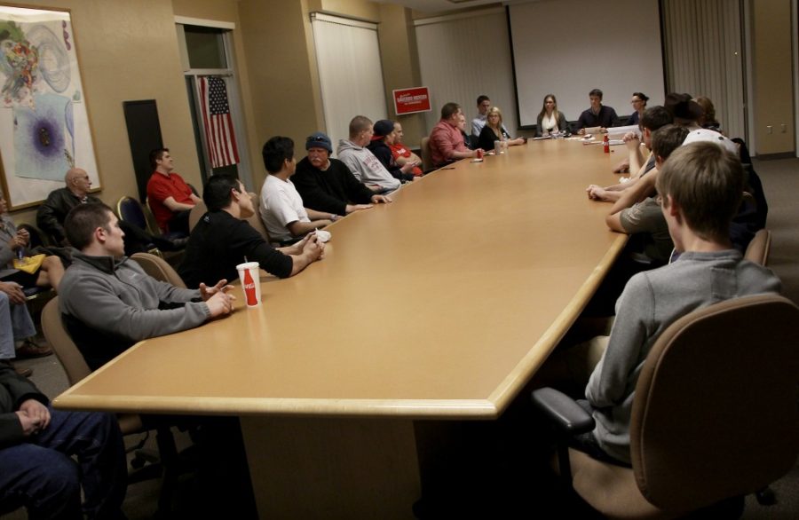 Kevin Brost / Daily Wildcat

The University of Arizona College Republicans hold a meeting during President Obamas State of the Union address in the Sabino Room of the Student Union Memorial Center on Tuesday night.