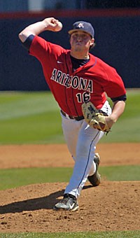 UA pitcher Mike Colla drills a pitch to the plate in Arizonas 7-5 win over Northern Colorado March 25 at Sancet Stadium. The righty has reclaimed the Sunday starting role after suffering a viral infection that kept him out of the rotation for four weeks.