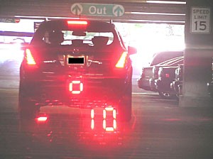 A photo laser clocks a driver at 10 mph in a UA parking garage. Although Parking and Transportation Services has issued 181 warnings for speeders going more than 15 mph, no one has received a citation.