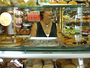 Baked goods on display in the bakery.