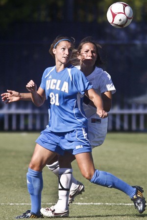 UA defender Analisa Marquez, back, fights for position with a UCLA defender during the Bruins 2-0 win Sunday at Murphey Field. The Wildcats lost to two top-10 teams this past weekend, but they have another chance Oct. 24 against No. 5 Stanford in Palo Alto, Calif.