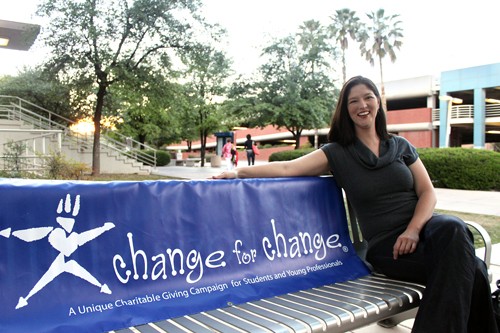 LIsa Beth Earle/ Arizona Daily Wildcat

Susan Baker, a graduate student studying special education, founded the UA chapter of Change for Change. The organization, dedicated to addressing global issues through philanthropy, began at the UA in 2009 and raises funds through community events including dorm collections, bake sales, and car washes.