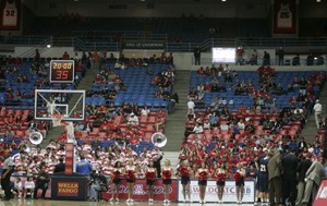 The Zona Zoo student section remains barren to start the second half of Sundays Arizona mens basketball game, a 74-57 win over NAU. So far this season, the Zona Zoo has seen a drastic drop in attendance in comparison to last year.