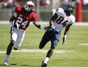 Arizona wide receiver Terrell Tuner (84) adjusts to a pass during a 24-23 Wildcat loss to Stanford on Saturday in Palo Alto, Calif. Turner had career-high 10 catches for 175 yards against the Cardinal and coaches said he is Arizonas most well-rounded receiver.