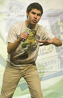 hristian Reyes of Reno, Nev., performs Tuesday night during the Jimmy Kimmel Live! College Comedy Competition in the Grand Ballroom of the Student Union Memorial Center. Reyes beat out 13 other contestants to win.