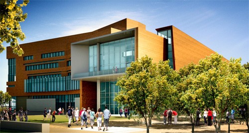 A computer generated rendering of the animal research facility exterior to built at the UA?s biomedical campus in Phoenix. The UA received a $15 million grant to help build the facility from the National Institutes of Health.