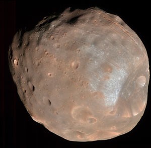 This photo of Phobos, Mars largest of two moons, was taken March 23 by the UA-run HiRISE camera on the Mars Reconnaissance Orbiter. The HiRISE photos represent the most detailed images of Phobos ever taken from a spacecraft and could provide insight into its origins. 