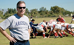 Former Arizona rubgy player Bruce Beck, who attended a rugby scrimmage Saturday, returned to Arizona this weekend for the first time since his stepdaughter died in the Columbine High School shooting in 1999. The Ruggers have an award named in her honor.