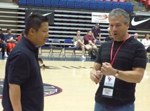 Houston Hoops founder Hal Pastner, right, speaks with Arizona Cactus Classic director Jim Storey in McKale Center in May. Hal Pastner, the father of former UA assistant coach Josh Pastner, said he always knew 2009 recruit Abdul Gaddy was destined to be a Wildcat. (Lance Madden/Arizona Daily Wildcat)