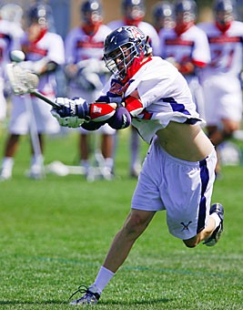 Arizona sophomore Jason Gustafson lets a shot go during the No. 8 Laxcats 10-9 loss to No. 9 UCSD April 1 at Murphey Field at Lohse Stadium. The Laxcats lost 7-3 to No. 3 Sonoma State in the Western Collegiate Lacrosse League championship game yesterday after beating No. 11 Cal Poly 11-10 in the semifinals Saturday.