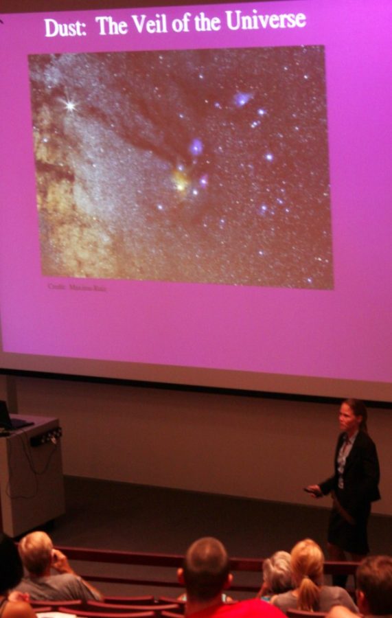 Joannah Hinz, researcher at Steward Observatory, lectured on Monday about the discoveries of the Spitzer Space Telescope. NASAs Spitzer Space Telescope found evidence that a high-speed collision of this sort occurred a few thousand years ago around a young star, called HD 172555, still in the early stages of planet formation. The star is about 100 light-years from Earth. NASA/JPL-Caltech