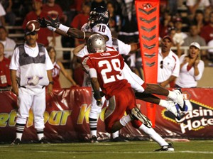 UA wide receiver Delashaun Dean stretches out for a pass during a 36-28 loss to New Mexico on Sept. 13 at University Stadium in Albuquerque, N.M. If the Wildcats could have made a few more key plays, they could potentially have had a much better record than 6-5.