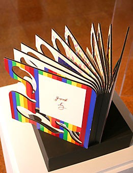 Book, 1968, created by Lucas Samaras, is one of the many illustrated books on display at the UA Museum of Art.