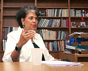 Saundra Taylor, former vice president of Campus Life, talks about highlights of her career with the Wildcat in her office last week. Taylor retired last Friday after 14 years at the UA.