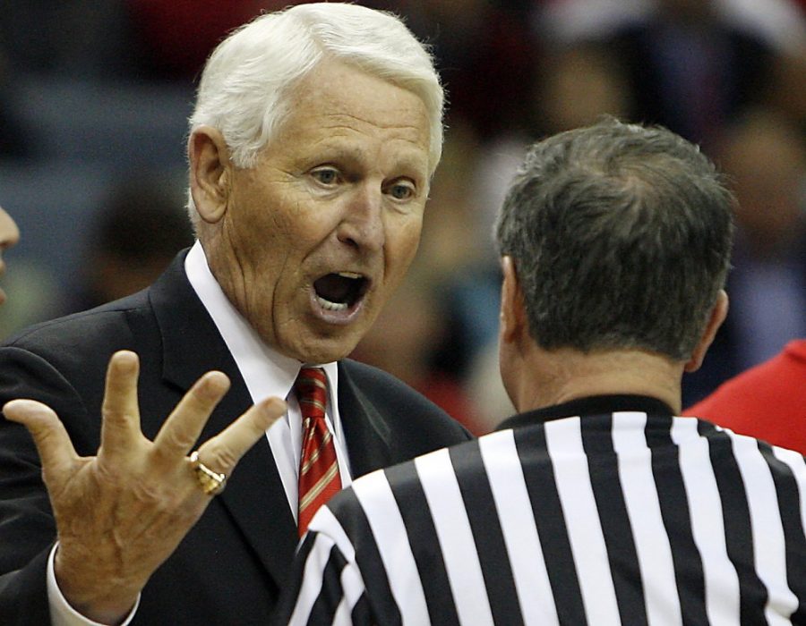 March 16, 2007 Head coach Lute Olson argues a call with an official during the second half of Arizonas first round NCAA tournament game against Purdue, Friday March 16, 2007 at the New Orleans Arena in New Orleans. Arizona lost to Purdue 72-63. 