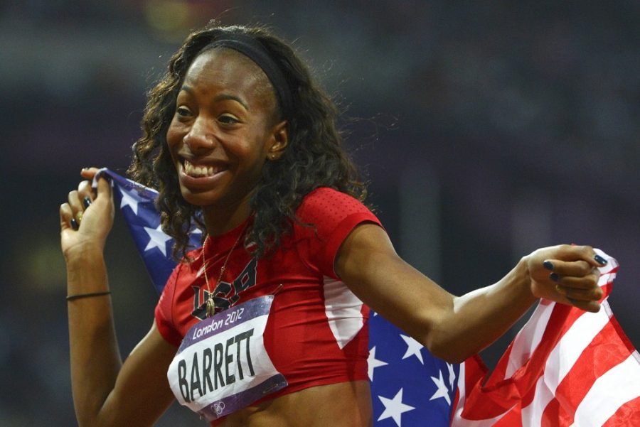 USAs+Brigetta+Barrett+celebrates+her+second-place+finish+in+the+womens+High+Jump+at+the+Summer+Olympics+on+Saturday%2C+August+11%2C+2012%2C+in+London%2C+England.+%28Nhat+V.+Meyer%2FSan+Jose+Mercury+News%2FMCT%29