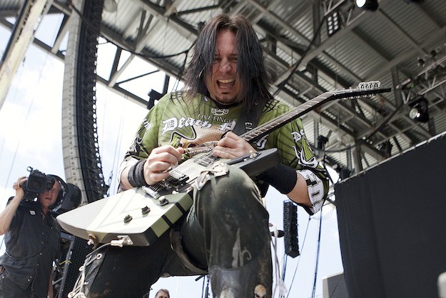 COLUMBUS, OH - MAY 23:  Guitarist Jason Hook of Five Finger Death Punch performs during the 2010 Rock On The Range festival at Crew Stadium on May 23, 2010 in Columbus, Ohio.  (Photo by Joey Foley/Getty Images) *** Local Caption *** Jason Hook