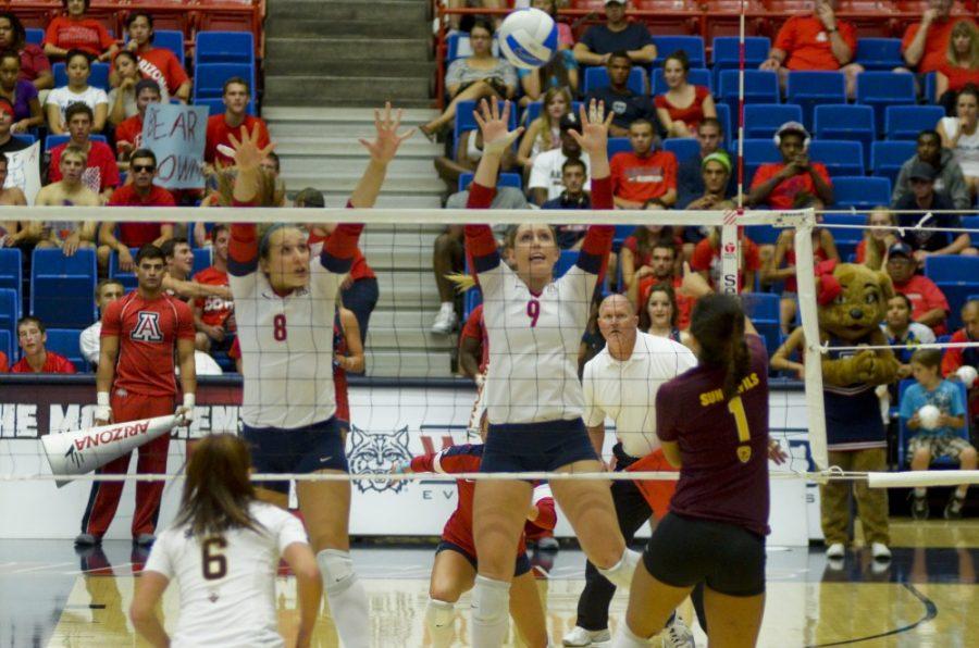 Colin Prenger / Arizona Daily Wildcat

The UA volleyball team plays ASU in McKale Memorial Center on Sept. 18, 2012.

