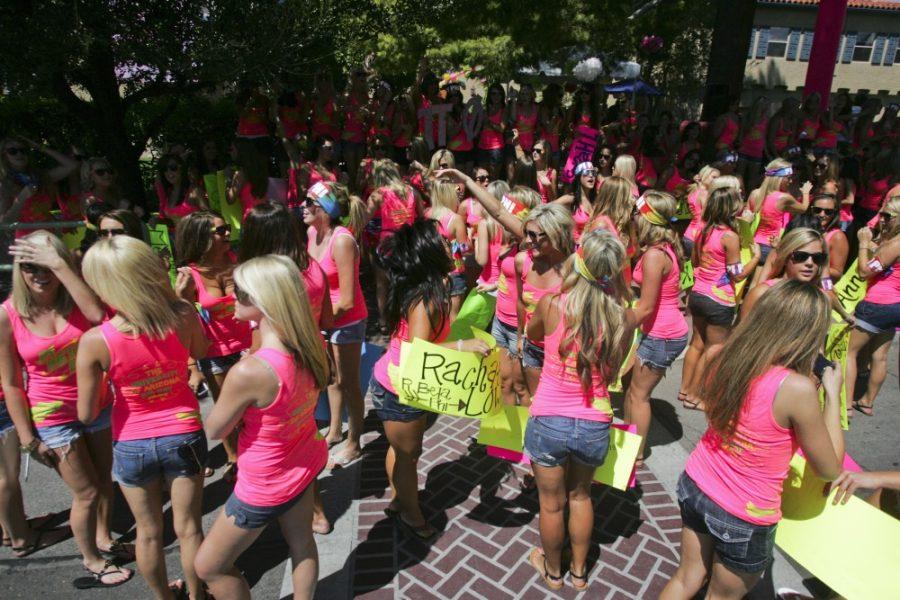 Mike Christy / Arizona Daily Wildcat

The UAs newest sorority members receive their bids to their respective sororities during Bid Day.