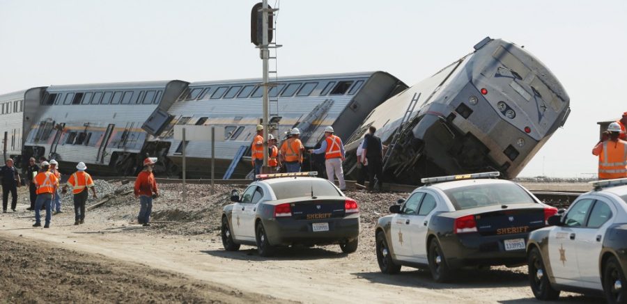 At least 42 passengers were taken to Valley hospitals Monday, October 1, 2012, when a big rig truck collided with a southbound Amtrak train near Hanford, California, authorities said. (Gary KazanJian/Fresno Bee/MCT)