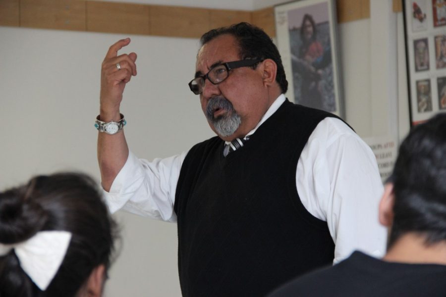 	U.S. Representative Raul Grijalva discusses the legacy of civil rights leader Cesar Chavez on Thursday, March 28, in the Cesar Chavez Building. 