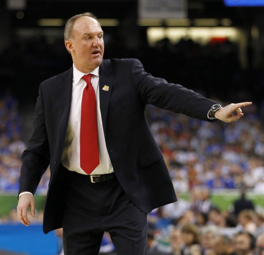 Ohio State head coach Thad Matta works the sidelines against Kansas in the NCAA Tournament semifinals at the Mercedes-Benz Superdome in New Orleans, Louisiana, on Saturday, March 31, 2012. (Harry E. Walker/MCT)