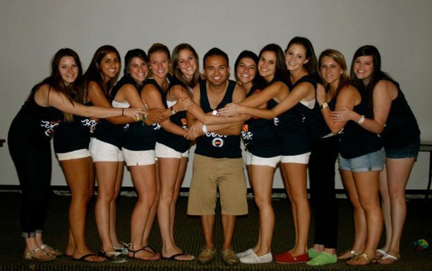 	PHOTO courtesy of Danielle Hannon  

	Greek Life members strike a pose at the Up ‘til Dawn finale event last year during Greek Week. 