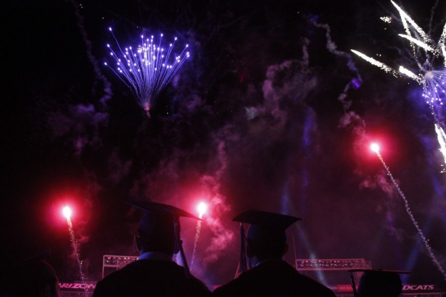 UA commencement was held at Arizona Stadium in 2013 for the first time in more than 40 years. The ceremony ended with fireworks as part of the grand finale.
