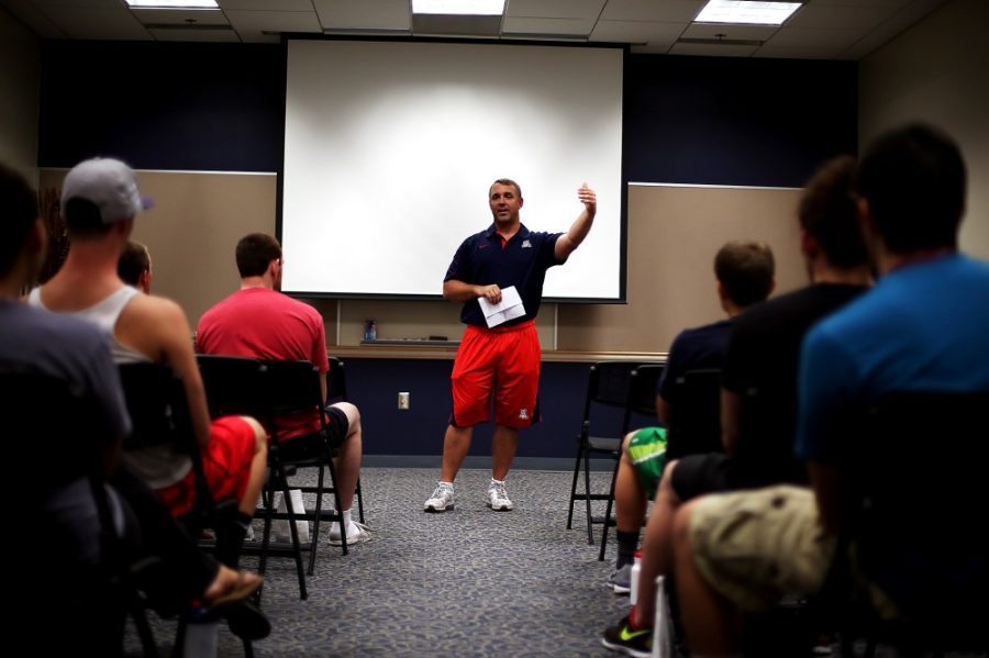 Keenan Turner/The Daily Wildcat

Jim Krumpos, an alumni of the UA and director of Olympic Sports, gives a lecture on Thursday called Jacked In A Box. This is the first of a 3-part lecture series on Muscle Supplements sponsored by the Student Health Advocacy Committee