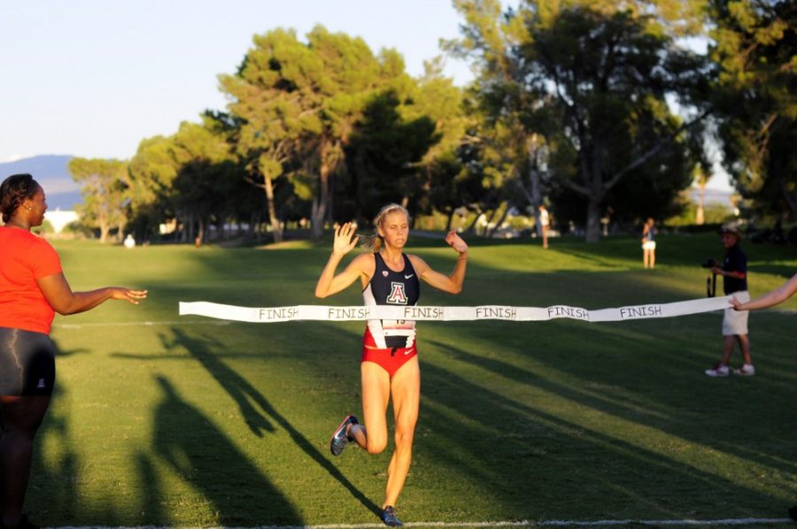 Tyler Baker / Arizona Daily Wildcat

Maria Larsson crosses the finish line on Friday.