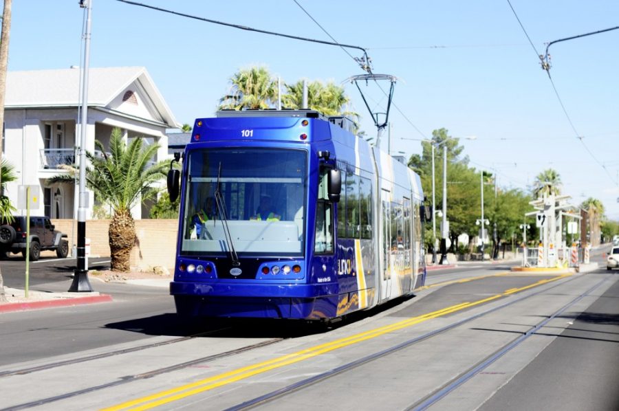 Tyler Baker / Arizona Daily Wildcat

One of the new streetcars was being tested yesterday on the streets of Tucson on Oct. 3. Although not ready for public use, it is training and certifying drivers.