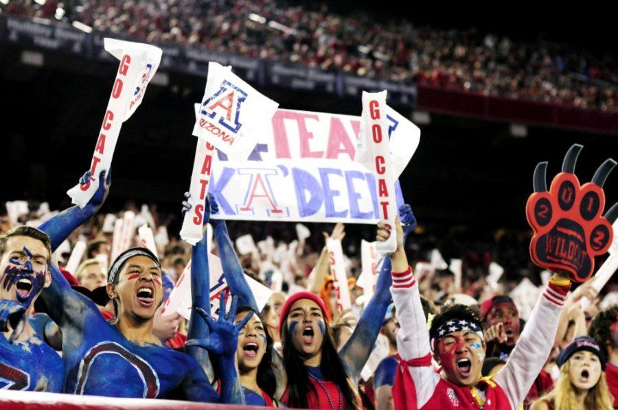 Tyler+Baker+%2F+The+Daily+Wildcat%0A%0AUA+students+cheer+in+the+ZonaZoo+section+of+Arizona+Stadium+at+the+homecoming+game+against+UCLA+on+Saturday.++