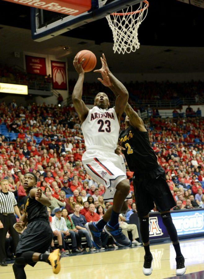 Ryan Revock / The Daily Wildcat

UA freshman forward Rondae Hollis-Jefferson goes for a layup against Long Beach State on Nov. 11 at the McKale center.  