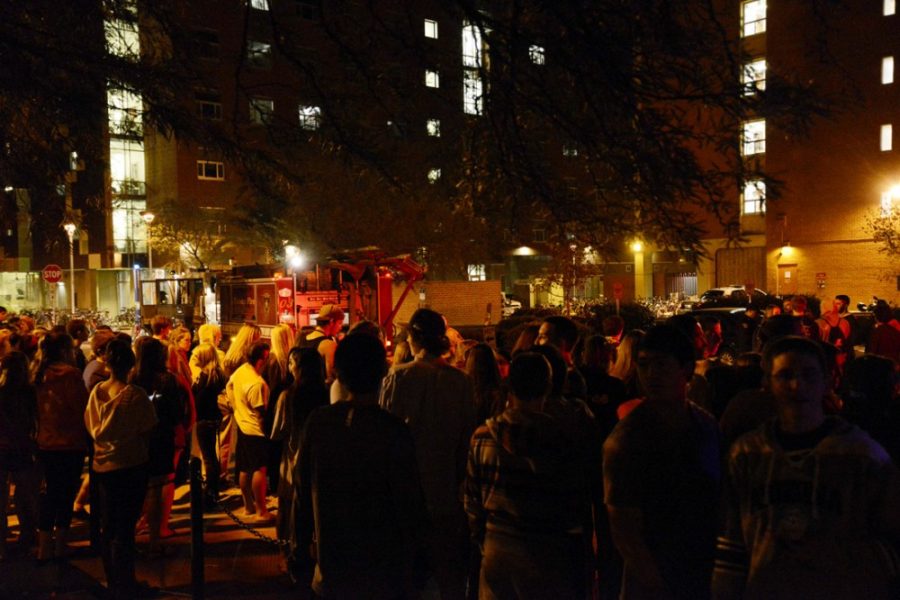 	Ryan Revock/ Daily Wildcat

	University of Arizona Police Department officers evacuated students from Coronado Residence Hall after a small printer fire set off the fire alarm. The Tucson Fire Department identified the cause of the fire as an overloaded outlet in one of the rooms. 