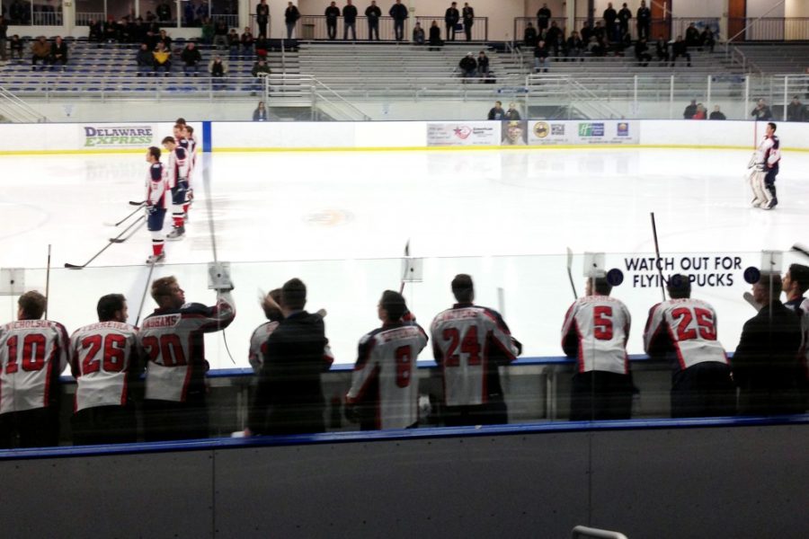 	Courtesy of Meagan McCarthy 

	All members of the Arizona men’s hockey team show support as they get ready to play their game. Arizona lost 4-3 against Illinois on Thursday. 